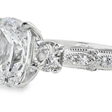 14k White Gold 3-Stone Semi-Mount Ring w/ 0.68ct Diamonds
