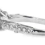 14k White Gold 3-Stone Semi-Mount Ring w/ 0.68ct Diamonds