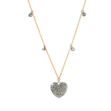 14K Two-Tone Gold Open Link Heart Diamond Pendant