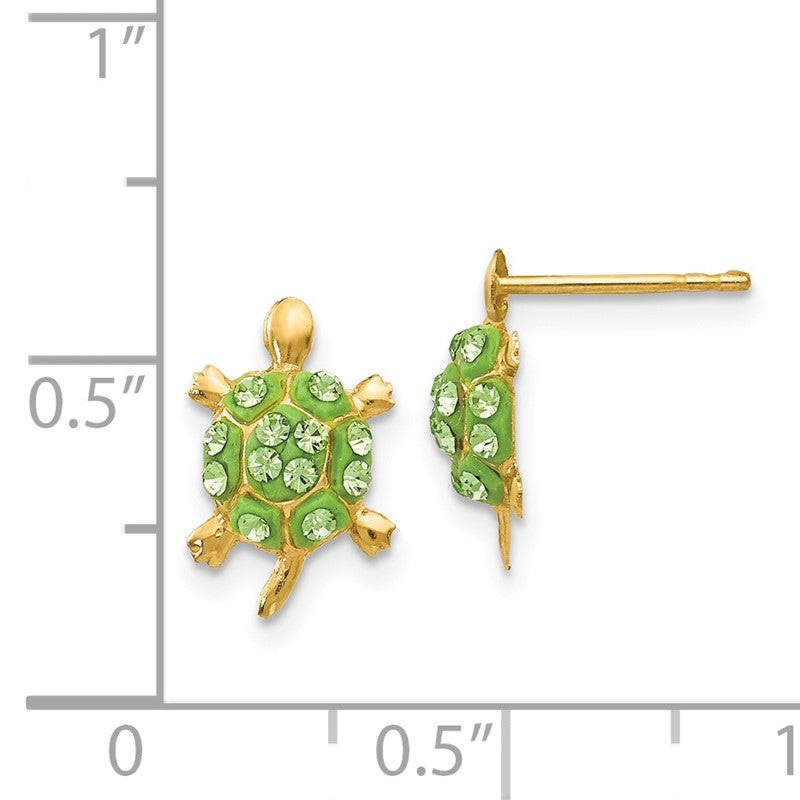 14k Light Green Crystal Turtle Post Earrings YE1603