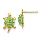 14k Light Green Crystal Turtle Post Earrings YE1603
