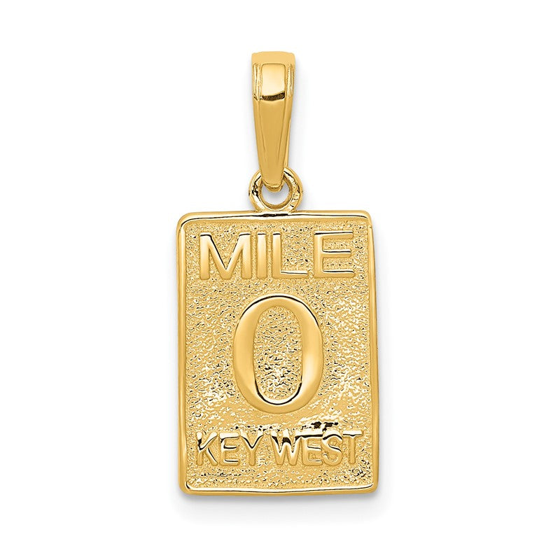 14k MILE 0 KEY WEST Mile Marker Pendant C3262