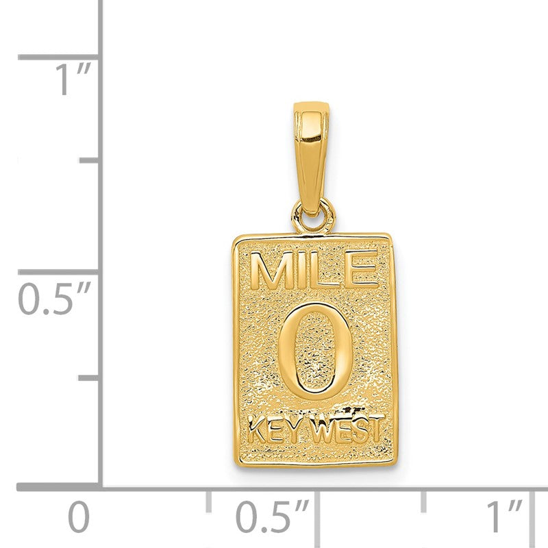 14k MILE 0 KEY WEST Mile Marker Pendant C3262