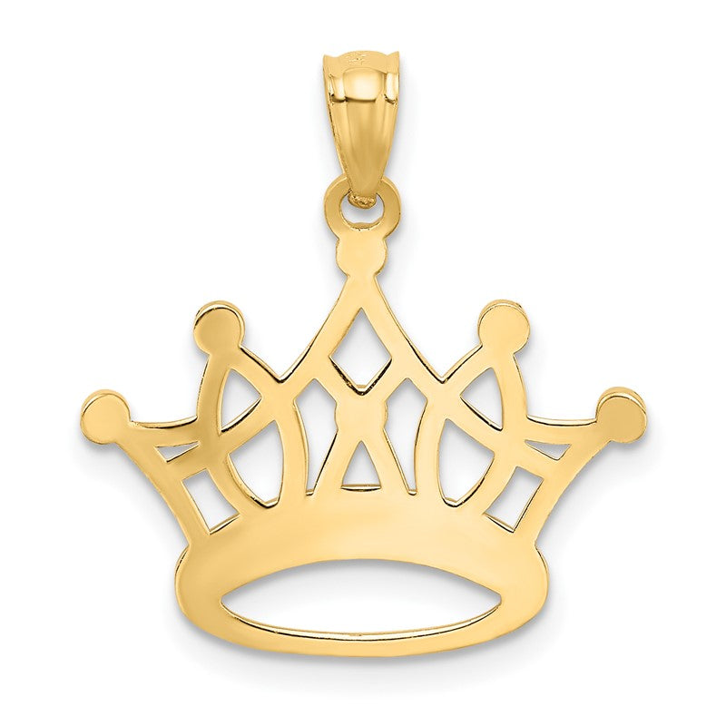 14k and White Rhodium Crown Pendant K2746