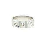 14K White Gold Men's Satin Wedding Band | 0.08ct Diamond