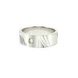 14K White Gold Men's Satin Wedding Band | 0.08ct Diamond