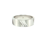 14K White Gold Men's Satin Wedding Band | 0.08ct Diamond