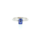 14K White Gold Emerald Cut Tanzanite Solitaire Ring | AA Grade