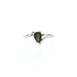 14K White Gold Pear Black Star Sapphire Solitaire Ring | 0.55ct