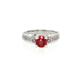 14K White Gold Vintage Red Sapphire & Diamond Ring | 1.10ct