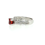 14K White Gold Vintage Red Sapphire & Diamond Ring | 1.10ct