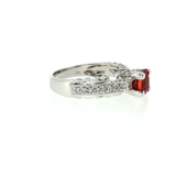 14K White Gold Vintage Red Sapphire & Diamond Ring | 1.10ct