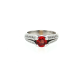 14K White Gold Red Sapphire & 0.20TWT Diamond Ring