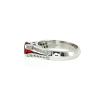 14K White Gold Red Sapphire & 0.20TWT Diamond Ring