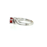 14K White Gold AA Red Sapphire & Diamond Three Stone Ring