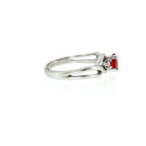 14K White Gold AA Red Sapphire & Diamond Three Stone Ring