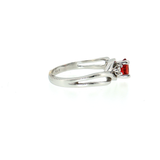 14K White Gold AA Red Sapphire & Diamond Three Stone Ring