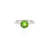 14K White Gold Round Peridot Solitaire Ring | Natural Gemstone
