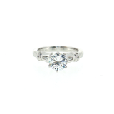 14K White Gold Three-Stone Semi-Mount Diamond Ring | 1ct Round CZ