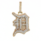 1.50ct Diamond Initial "D" Pendant | 10K Two-Tone Gold | Sports Style