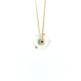 Lady's 14k Yellow Gold Floating Akoya Pearl & Diamond Pendant | 16"