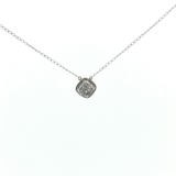 14K White Gold Cluster Halo Diamond Pendant - 16" Oval Link Necklace