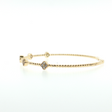 14K Yellow Gold Clover & Bead Diamond Stack Bangle | 0.33ctw