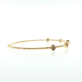 14K Yellow Gold Clover & Bead Diamond Stack Bangle | 0.33ctw