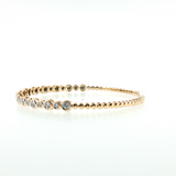 14K Yellow Gold Bezel & Bead Diamond Stack Bangle | 0.70ctw