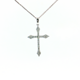 0.40ctw Diamond Cross Pendant 14K White Gold | 18" Necklace