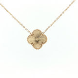 14K Yellow Gold Clover Charm Necklace | 18" Polished Cable Link