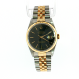 Rolex Datejust 36 16233 Black Stick Dial | 18k Yellow Gold & Steel