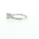 1.50ct Emerald & Diamond Three Stone Engagement Ring | 14k White Gold