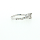 1.50ct Emerald & Diamond Three Stone Engagement Ring | 14k White Gold