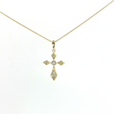 14k Yellow Gold Pave Diamond Cross Pendant - 18" Cable Chain | 0.10ctw