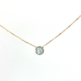 Two-Tone 14k Gold Diamond Halo Necklace - 0.28ctw Natural Diamonds