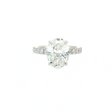 3.01Ct Oval Lab Diamond Engagement Ring | 14K White Gold Shared Prong