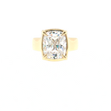 14K Yellow Gold Antique Cushion Wide Band Solitaire Semi-Mount | Size 6.5