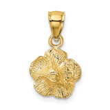 14k Satin Diamond-cut Hibiscus Pendant K5972