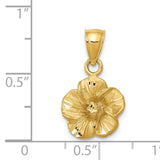 14k Satin Diamond-cut Hibiscus Pendant K5972