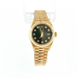 Pre-Owned Rolex Presidential 69178 Lady 26mm Black Diamond Dial 1991