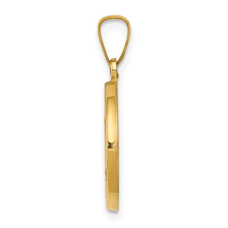 14k Polished and Satin Hollow St. Andrew Medal Pendant XR1284