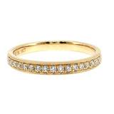 14K Yellow Gold Milgrain Pavé Diamond Wedding Band Size 6.5