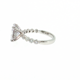 14K White Gold Oval Diamond Semi-Mount Ring Shared Prong