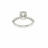 14K White Gold Oval Diamond Semi-Mount Ring Shared Prong