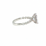 14K White Gold Oval Diamond Semi-Mount Ring Shared Prong