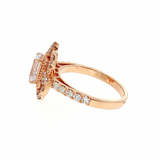 Vintage 14K Rose Gold Halo Emerald Ring Semi-Mount | 0.75ctw Diamonds
