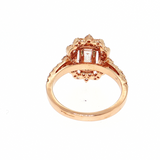 Vintage 14K Rose Gold Halo Emerald Ring Semi-Mount | 0.75ctw Diamonds