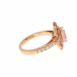 Vintage 14K Rose Gold Halo Emerald Ring Semi-Mount | 0.75ctw Diamonds