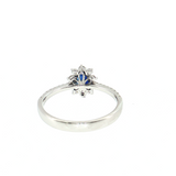 18K White Gold Oval Sapphire Diamond Halo Ring | Size 6.25